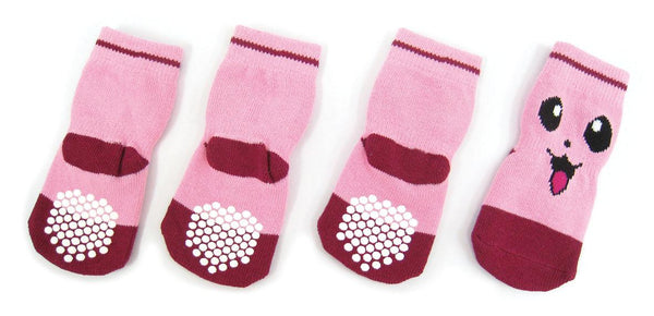 Dog socks with anti-slip, smiley face
