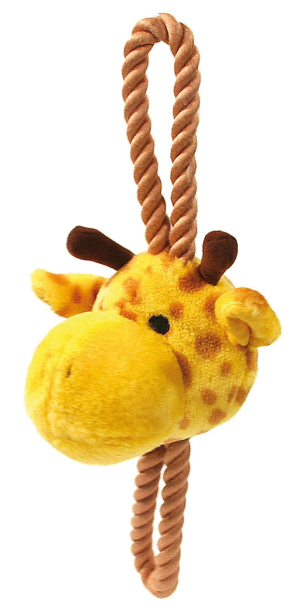 Dog toy giraffe on a rope