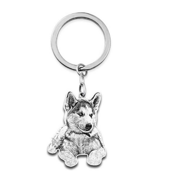 Keychain with silver engraving of your furry nose