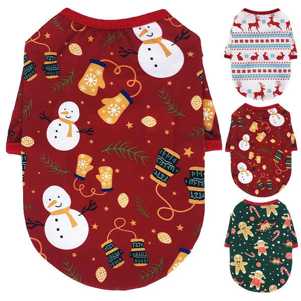 Dog shirt with Christmas pattern