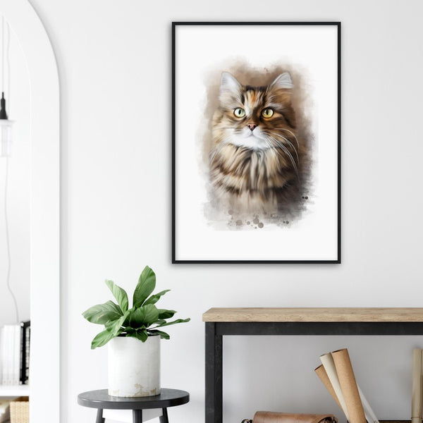 Watercolor picture of your furry nose with frame