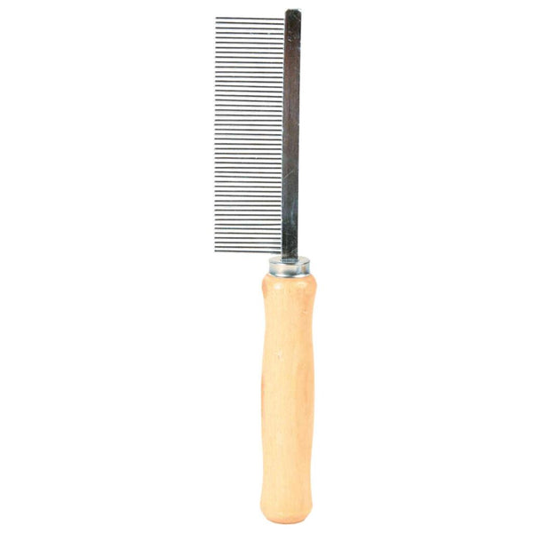 Comb, fine, wood/metal tines, 17 cm