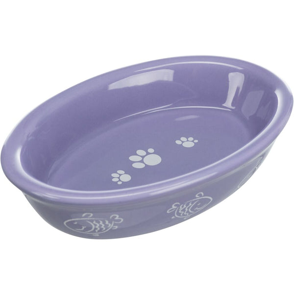 Bowl, oval, paws/fish motif, ceramic, 0.2 l/15×10 cm
