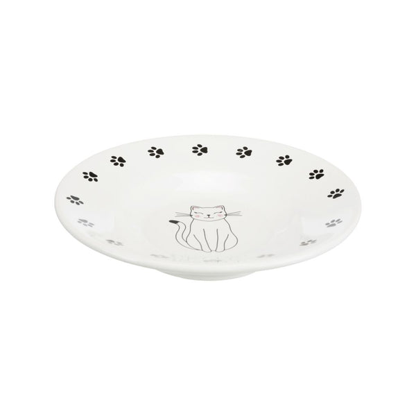 Bowl, flat, cat/paws, ceramic, 0.2 l/ø 15 cm