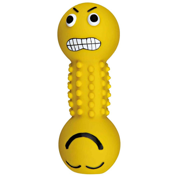 Smiley dumbbell, latex/polyester fleece, 19 cm