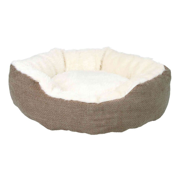 Bed Yuma, round, ø 45 cm, brown/offwhite