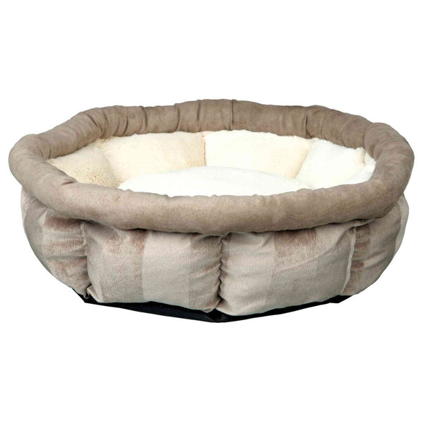 Bed Leona, round, ø 45 cm, brown/cream