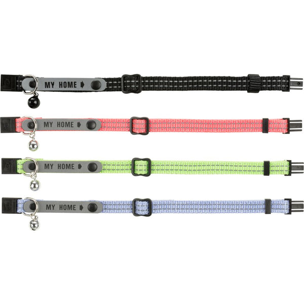 Cat collar, reflective, with address tag My Home