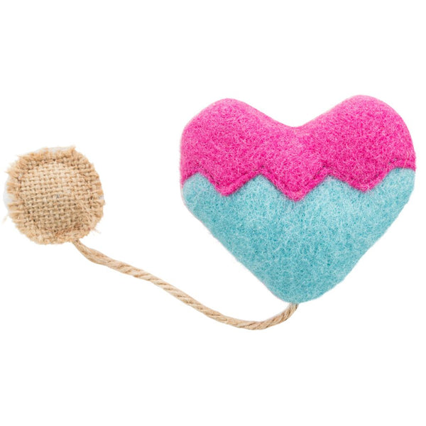 4x fabric heart with catnip, 8cm/18cm