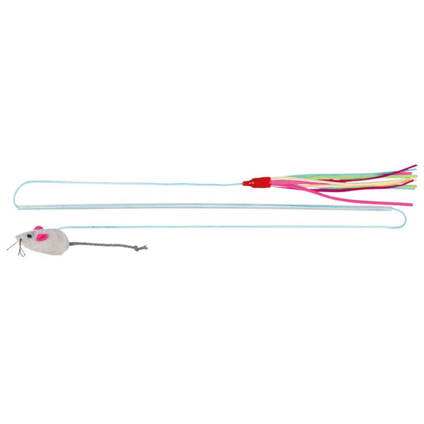 Play rod 2-sided, plastic/fleece/plush, cat m., 40 cm