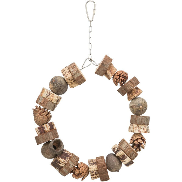 Ring swing, wood/pine cones, ø 18 cm