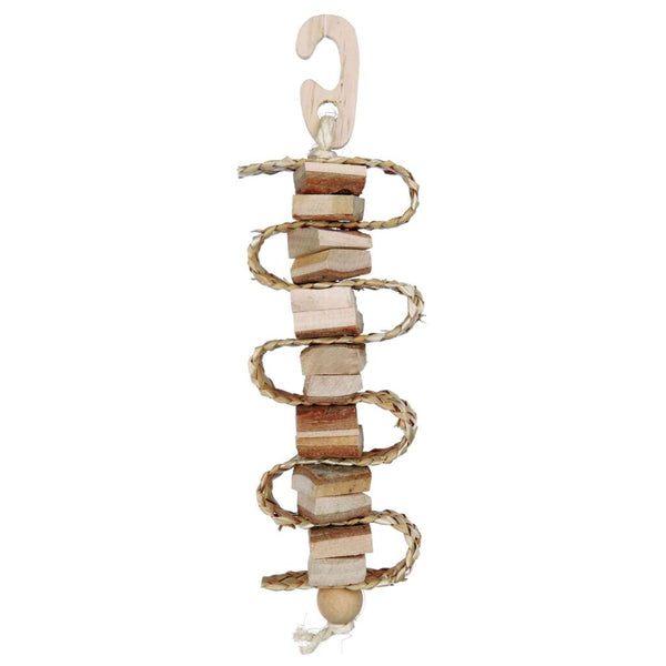 3x nibbling sticks on the sisal base rope, bark wood/straw, 30 cm