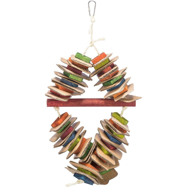 Toy on sisal rope with cardboard, wood, multicolored, 18×35 cm