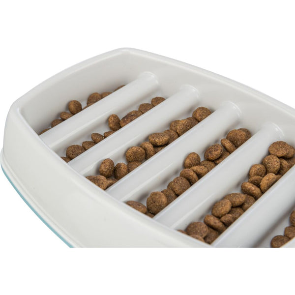 Slow feeding bowl, plastic/TPR, 0.25l/21×14 cm, grey