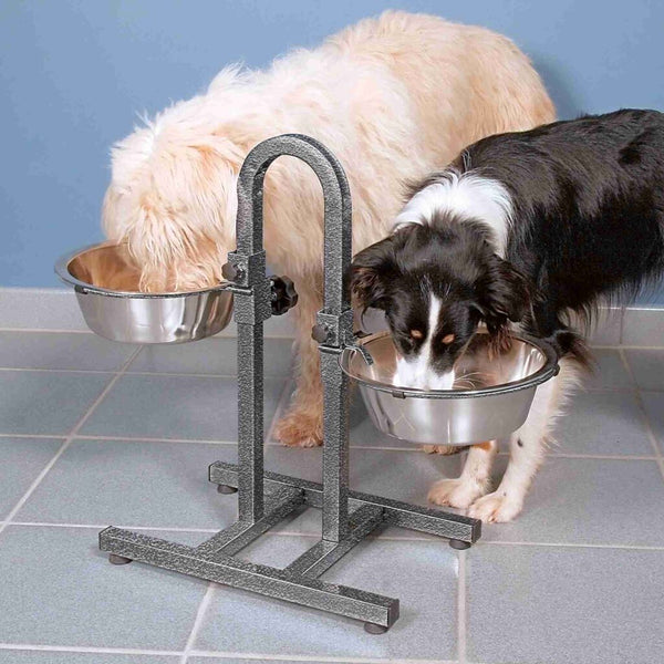 Dog bar, height adjustable, stainless steel/metal, 2 × 2.8 l/ø 24 cm