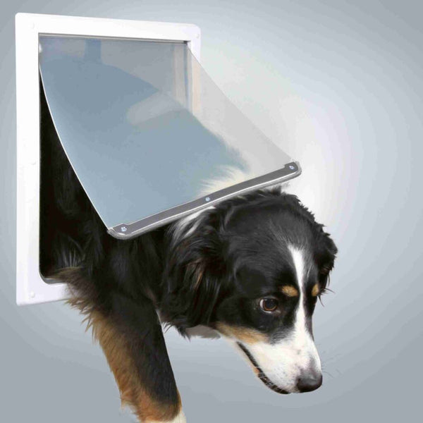 2-way free-running door for dogs, with tunnel, M–XL: 39 × 45 cm, white