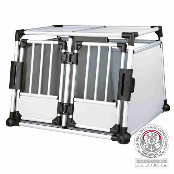 Transport box, double, aluminium, M–L: 93 × 64 × 88 cm, silver/light grey