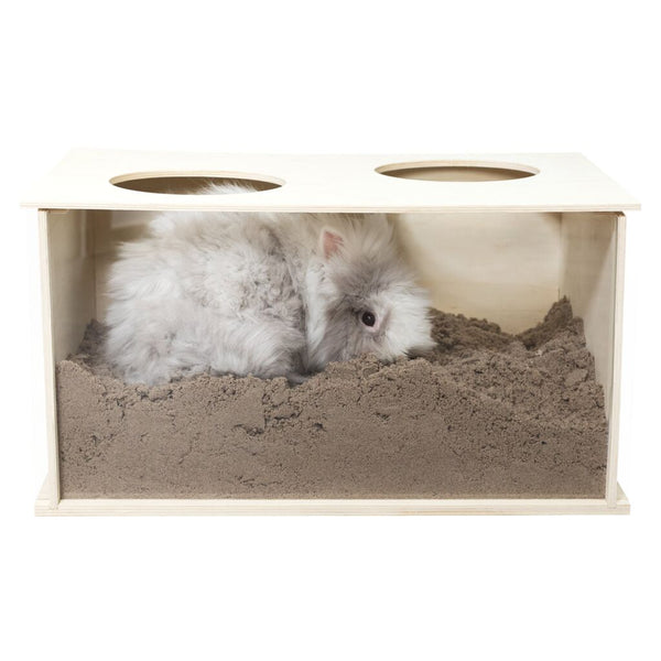 Buddelkiste, rabbit, wood, 58 × 30 × 38 cm