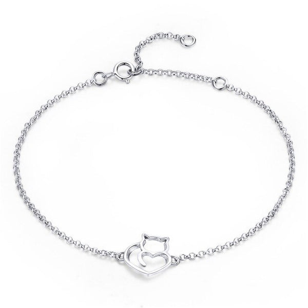 Bracelet with kitten in Intertwined Love Heart