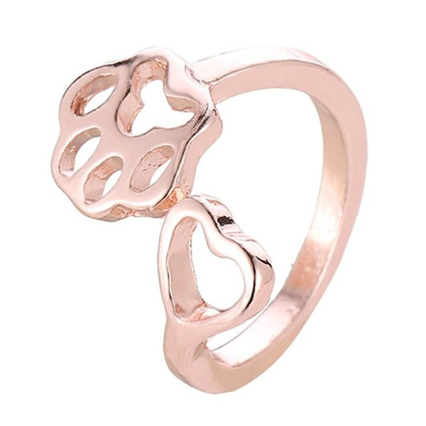 Ring with paw and heart